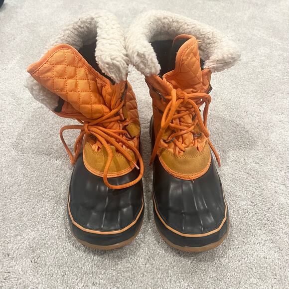 Kamik Thinsulate Insulated Snow Boot Bright Orange Quilted Rubber Soles Womens 8 - Picture 2 of 7
